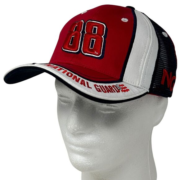 Dale Earnhardt Jr NASCAR Hat Baseball Cap National Guard Motorsports 6 Panel Red - Picture 9 of 9